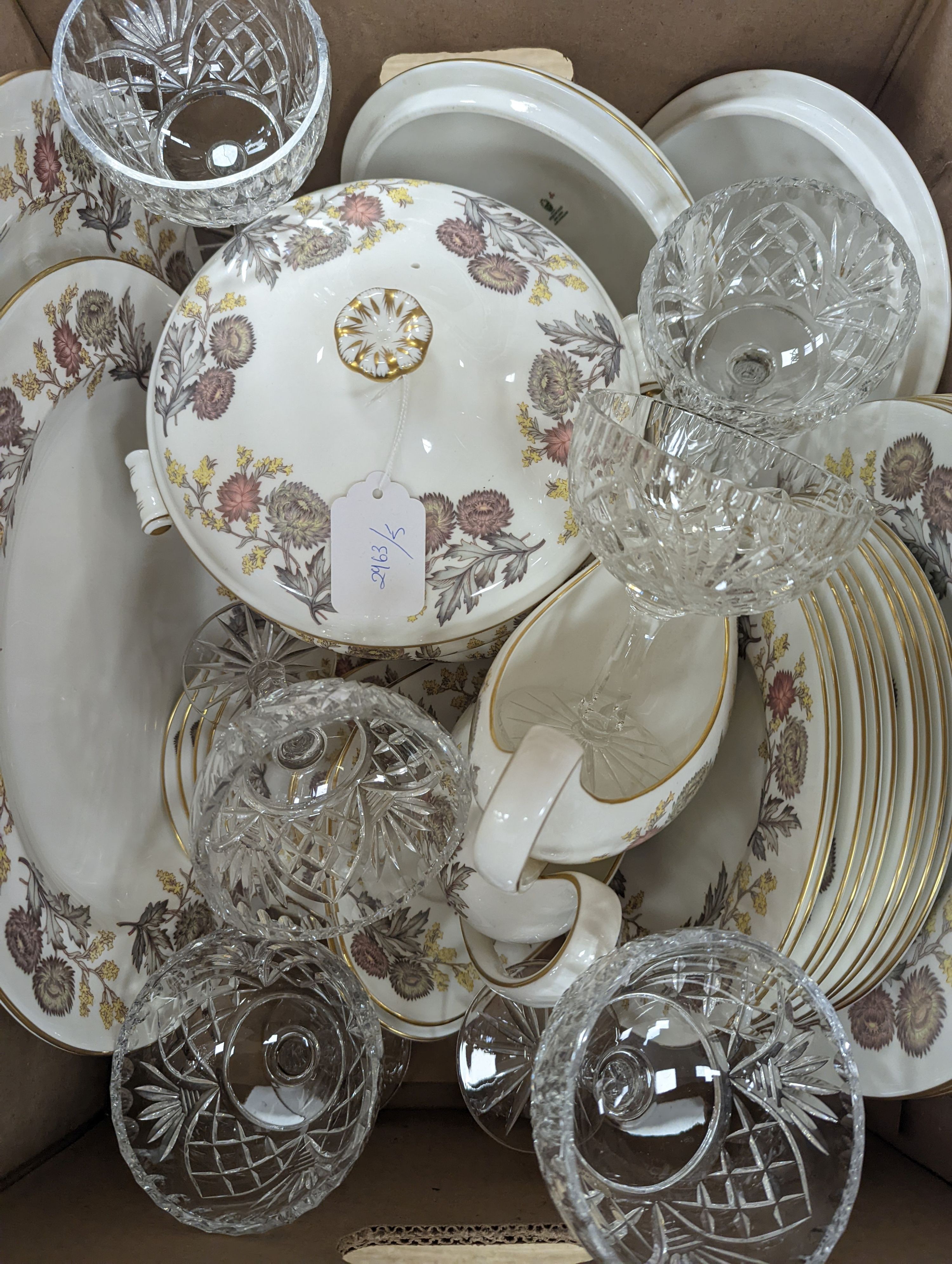 A Wedgwood Lichfield dinner service and six glasses